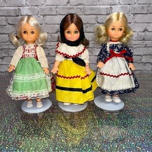 UNEEDA Vintage Dolls Friends From Foreign Lands Lot of 3 Italy Holland Latin...